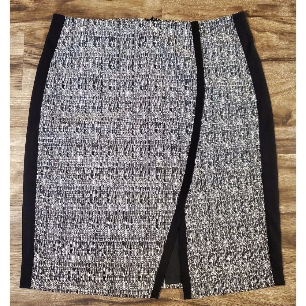 DKNYC Women's Size 8 Straight Pencil Skirt Gray Black Zip Front Slit Work Skirt